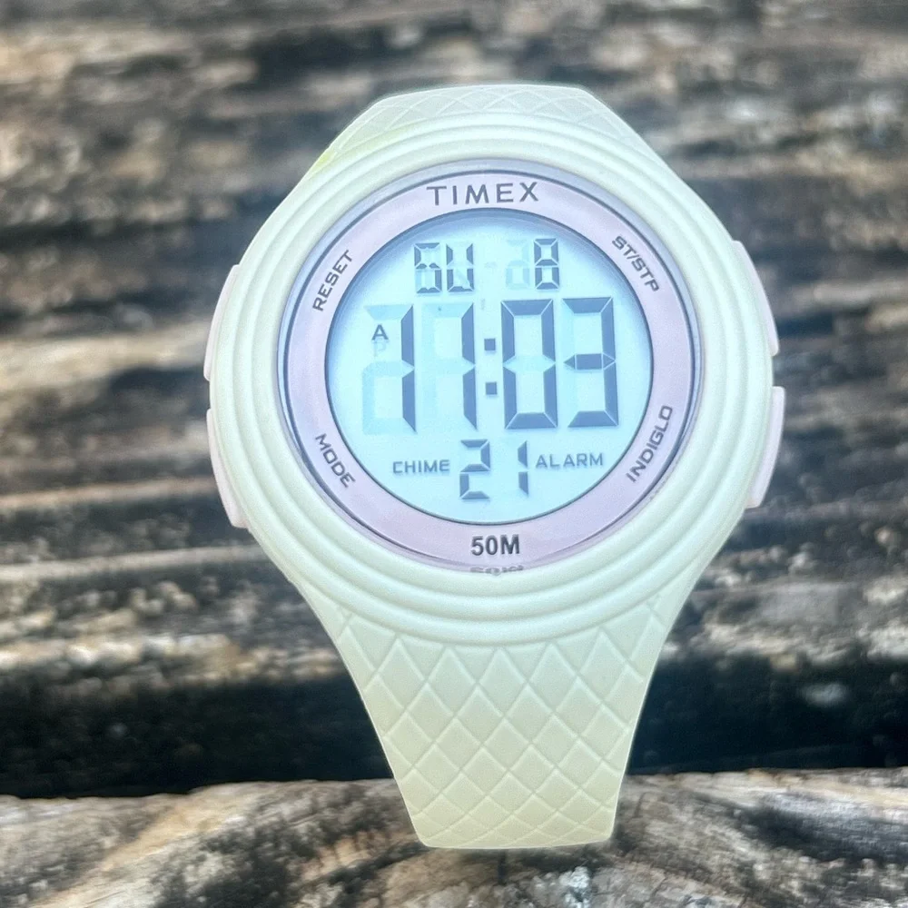 Timex DGTL Round White 40mm TW5m41900 Women’s Sport Watch w/ Resin Strap E3
